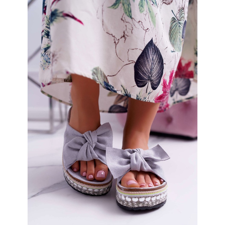 Naisten tossut, joissa rusetit Paksu pohja Harmaa Milady 2