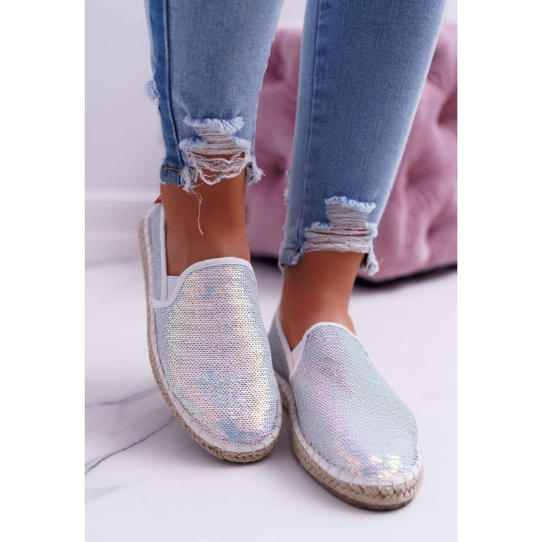 Naisten Espadrilles Big Star Iridescent Paljetit Valkoinen DD274A162 1
