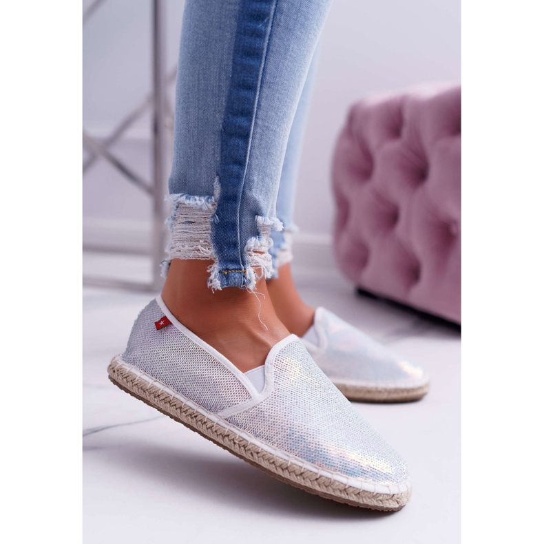 Naisten Espadrilles Big Star Iridescent Paljetit Valkoinen DD274A162 2