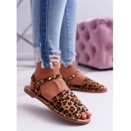 Naisten sandaalit Lu Boo Suede Leopard Silena ruskea 1