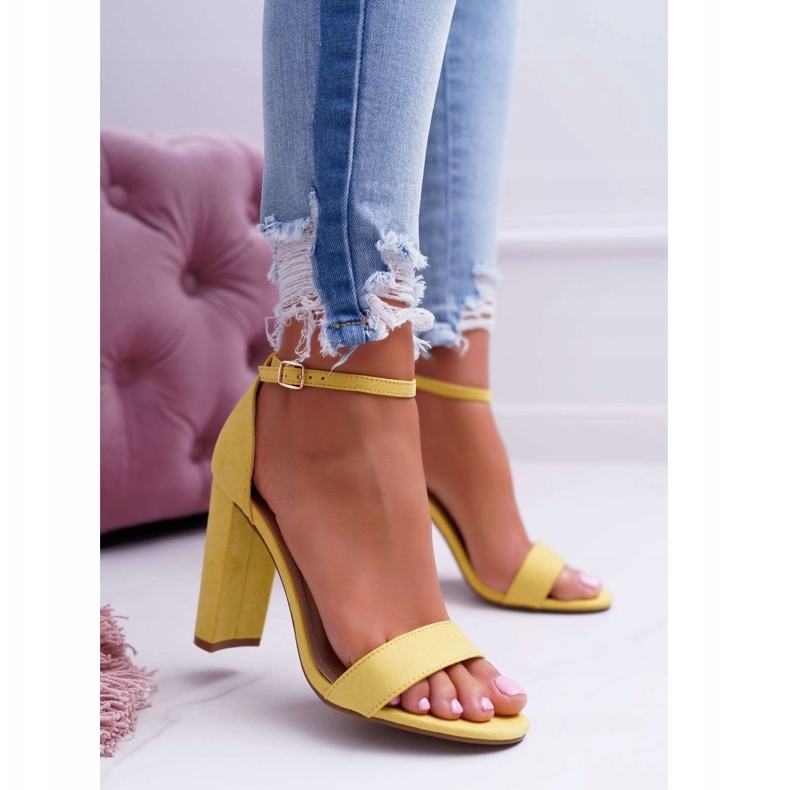 ADY Naisten sandaalit kantapäässä Suede Yellow Anastasie keltainen 2