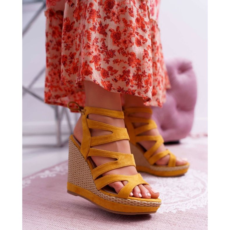 FE1 Naisten sandaalit kiilalla, keltainen merkkijono, Liluena 1