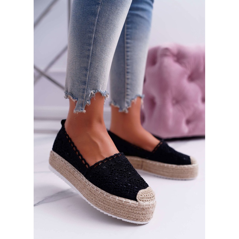 Naisten mustat pitsi -espadrillit Lovely Haven 1
