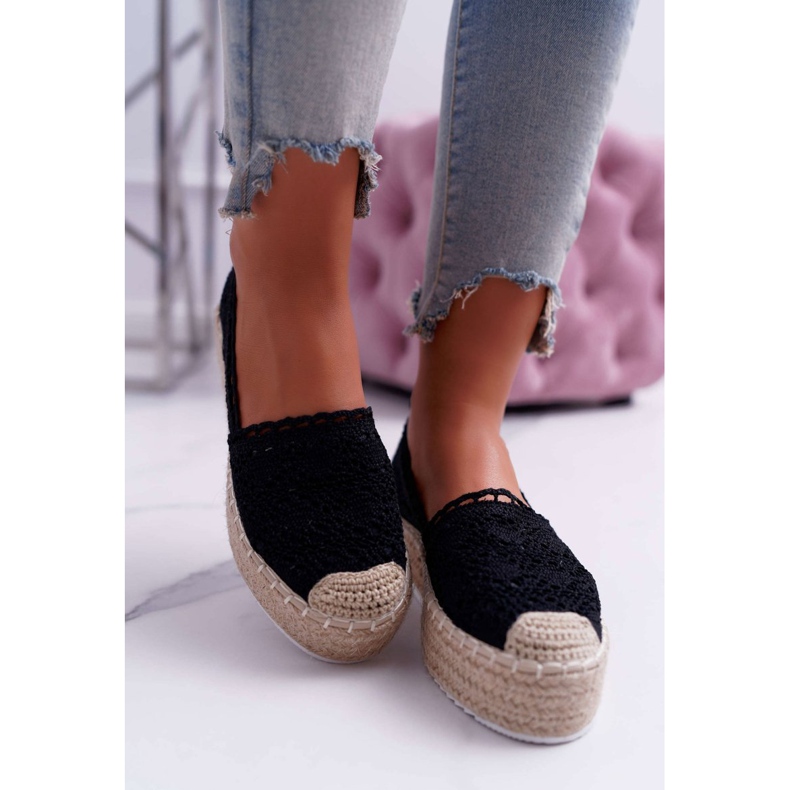 Naisten mustat pitsi -espadrillit Lovely Haven 2