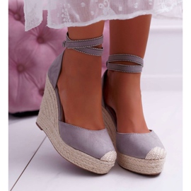 FRBS Naisten sandaalit kiilassa Pellava Harmaa Canterola 2