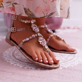 FRBS Naisten litteät sandaalit, joissa on kuutiometriä zirkonia samppanjaa Karra ruskea 1