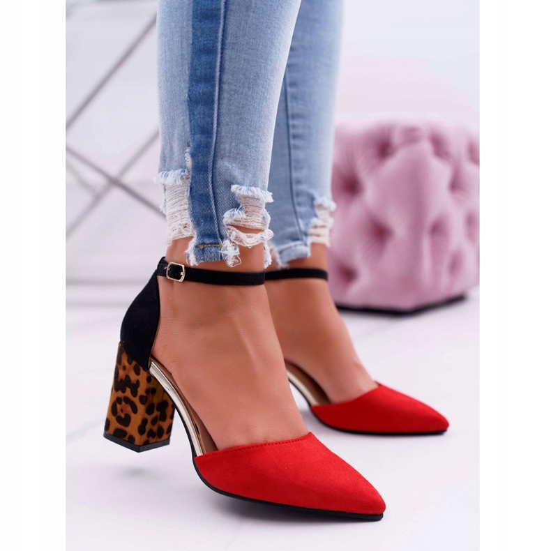 PS1 Naisten Avokkaat Kantapäässä Leopard Red Ferri ruskea musta punainen 1