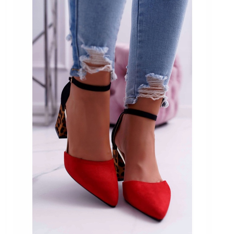 PS1 Naisten Avokkaat Kantapäässä Leopard Red Ferri ruskea musta punainen 2