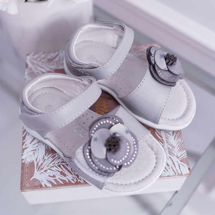 EVE Lasten sandaalit tarranauhalla tytöille Harmaa flamenco 1