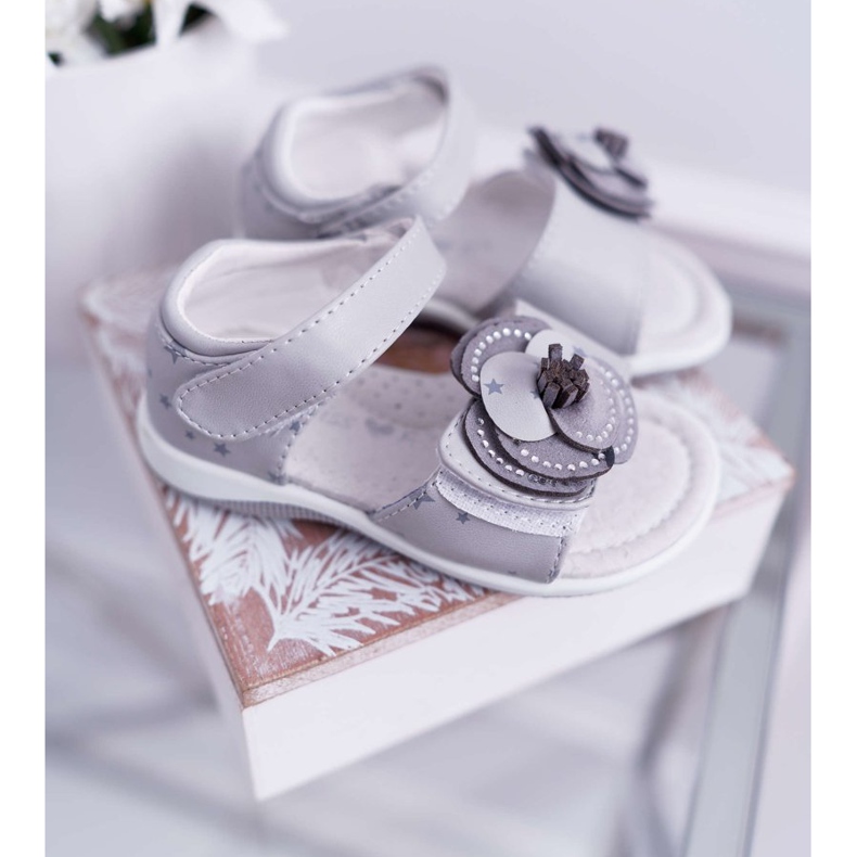 EVE Lasten sandaalit tarranauhalla tytöille Harmaa flamenco 2