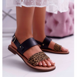 Naisten sandaalit Maciejka Nahka Leopardi Musta IT001-03 / 00-0 1