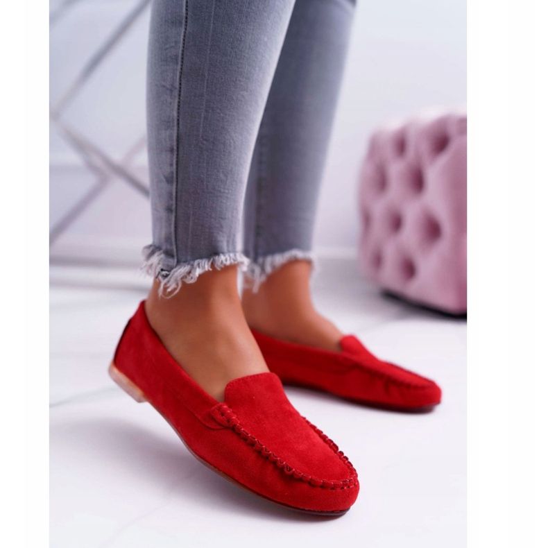 Naisten Loaferit Sergio Leone Suede Red Winted punainen 1