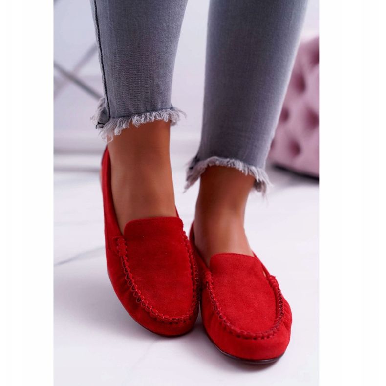 Naisten Loaferit Sergio Leone Suede Red Winted punainen 2