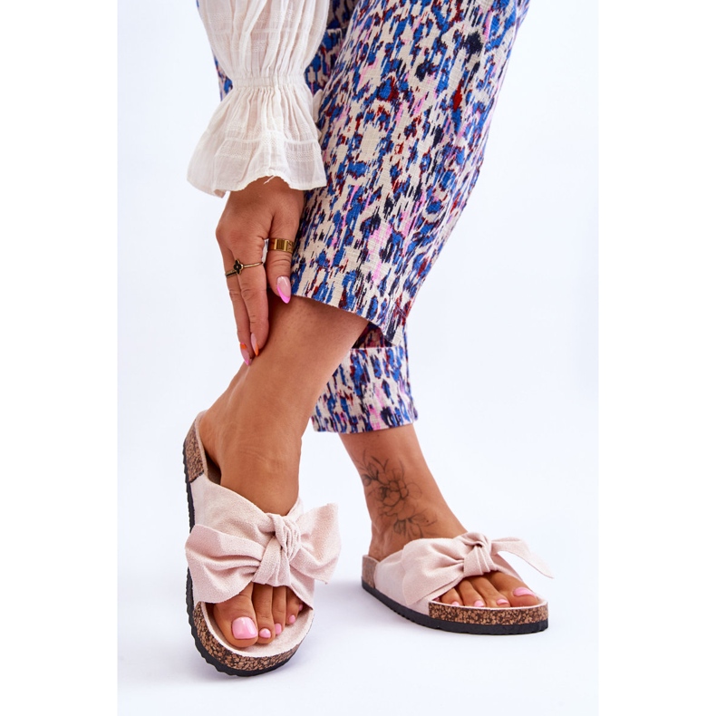 PS1 Naisten beige tossut, joissa rusetti Wendy Cork 2