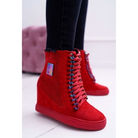 Naisten lenkkarit Lu Boo Openwork Suede Red Clamma punainen 1