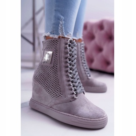 Naisten lenkkarit Lu Boo Openwork Suede Grey Clamma harmaa 1