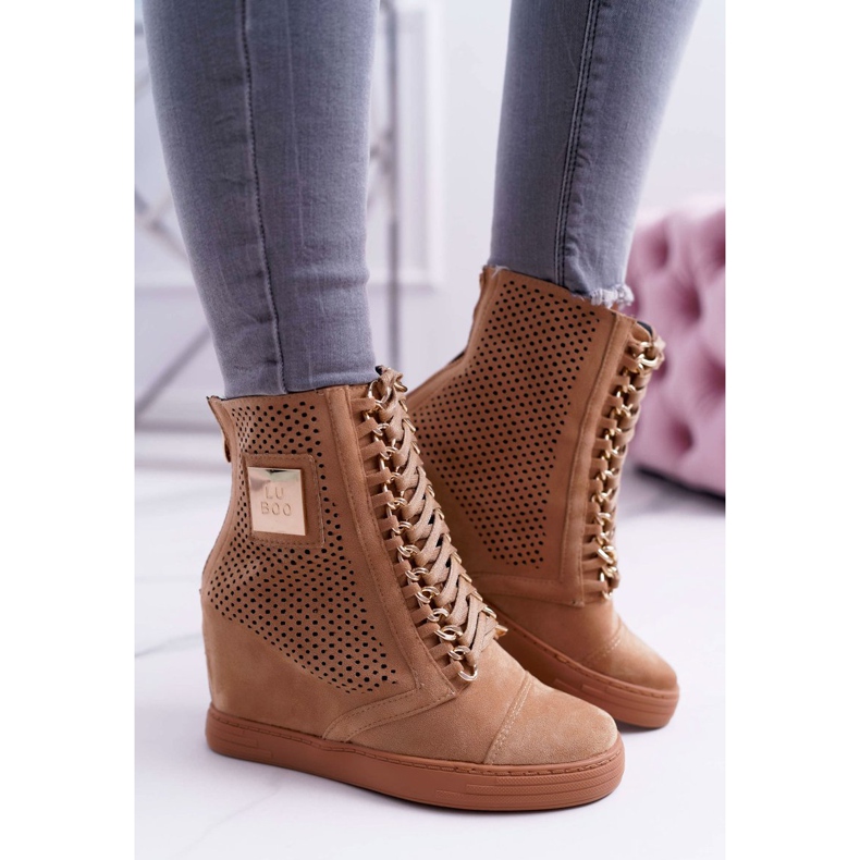 Naisten lenkkarit Lu Boo Openwork Suede Camel Clamma ruskea 2