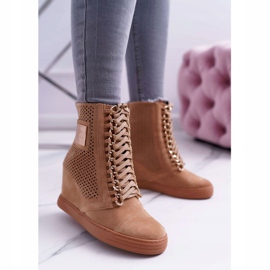 Naisten lenkkarit Lu Boo Openwork Suede Camel Clamma ruskea 1