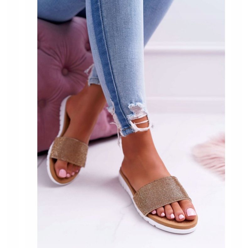 Lu Boo Naisten kullanväriset paljaat tossut kultainen 1