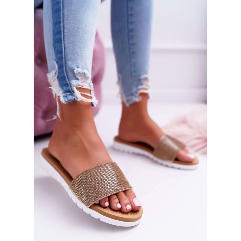 Lu Boo Naisten kullanväriset paljaat tossut kultainen 2