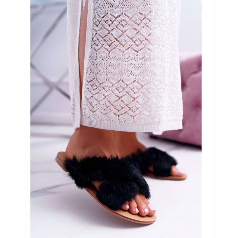 Naisten tossut Fur Lu Boo Black Pimmerillä musta 1