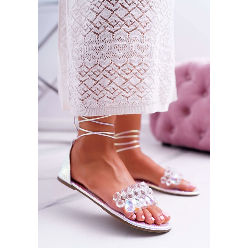 Naisten sandaalit Lu Boo Crystals Silver Madina harmaa 1