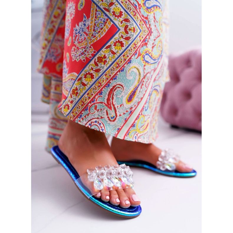 Naisten tossut, joissa on kuutiometriä zirkonia Lu Boo Petrol Blue Mediana sininen 2