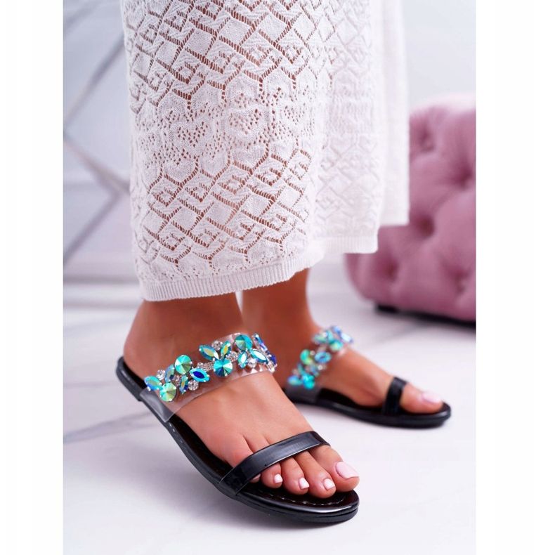 Naisten tossut Lu Boo Elegantti, jossa musta Elementary Cubic Zirkonia 1