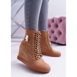 Naisten lenkkarit Lu Boo Gold Chain Suede Camel Monica ruskea 1