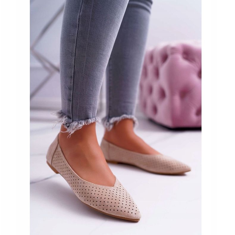 Naisten ballerinat Lu Boo Openwork Beige Jälkiruoka 1