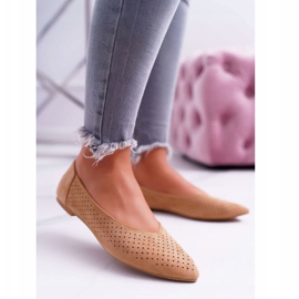 Naisten ballerinat Lu Boo Openwork Camel Dessert ruskea 1