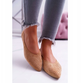 Naisten ballerinat Lu Boo Openwork Camel Dessert ruskea 2