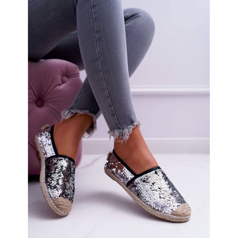 Naisten espadrillit Lu Boo Silver Paljetit Destino harmaa 2