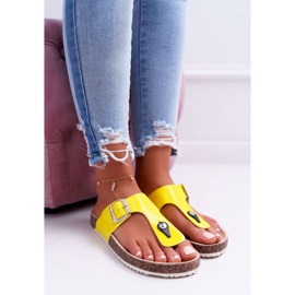 SEA Naisten tossut Varvastossut korkilla, lakattu keltainen paletti 2