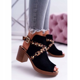 Naisten sandaalit korkealla korolla Lu Boo Black 318-30 Fiode musta 2