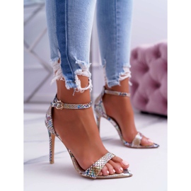 Naisten sandaalit korkokenkällä Lu Boo Snake Beige Ramann monivärinen 1