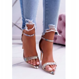 Naisten sandaalit korkokenkällä Lu Boo Snake Beige Ramann monivärinen 2