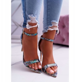 Naisten sandaalit korkokenkällä Lu Boo Snake Green Ramann monivärinen vihreä 2