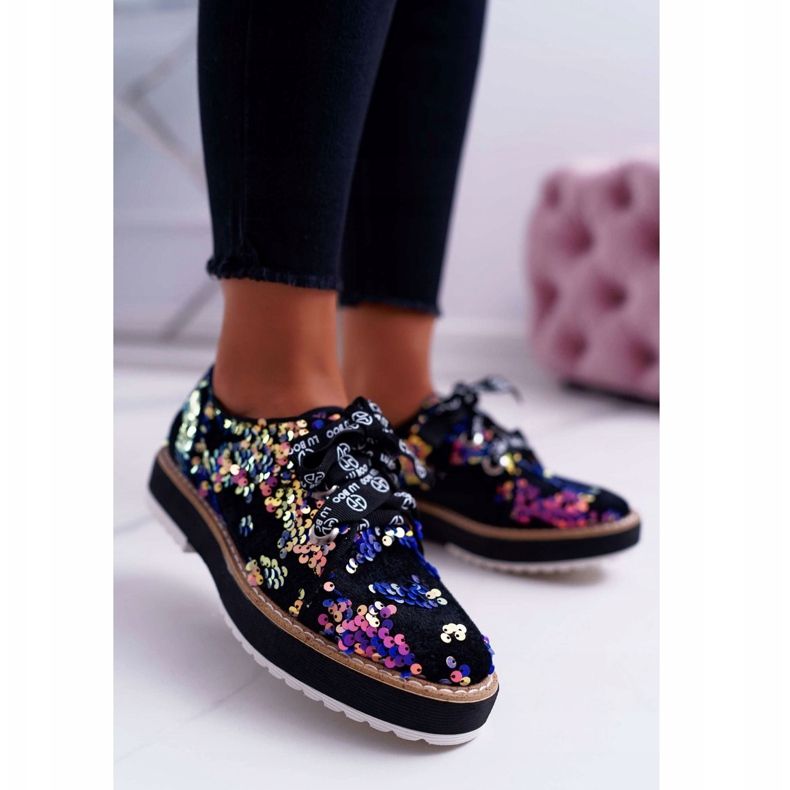 Naisten Brogues Lu Boo Violet Sequins Moonlight musta violetti monivärinen 1