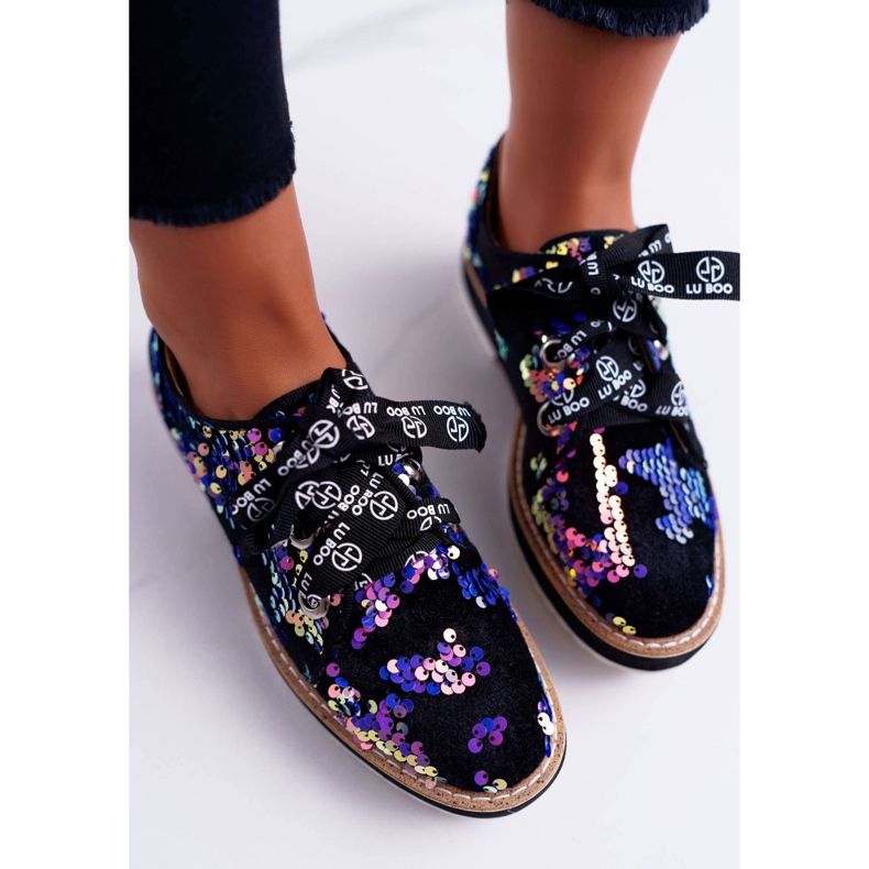 Naisten Brogues Lu Boo Violet Sequins Moonlight musta violetti monivärinen 2