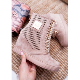 Naisten lenkkarit Lu Boo Openwork Suede Beige Clamma 1