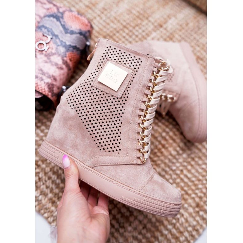 Naisten lenkkarit Lu Boo Openwork Suede Beige Clamma 1