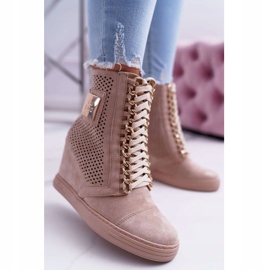 Naisten lenkkarit Lu Boo Openwork Suede Beige Clamma 2
