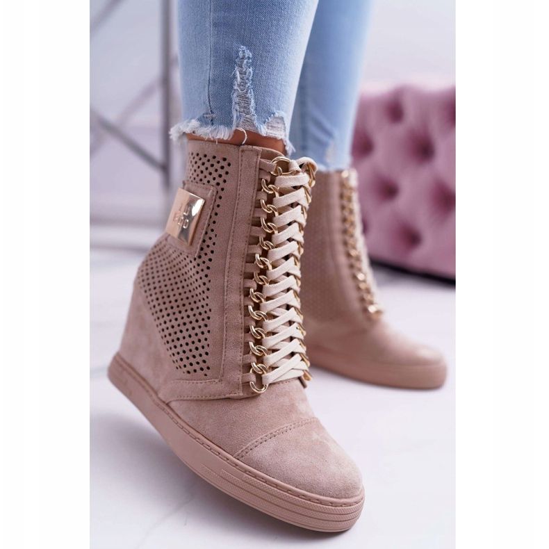 Naisten lenkkarit Lu Boo Openwork Suede Beige Clamma 2