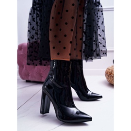 SEA Naisten saappaat korkokengillä lakatut mustat alaosat 1