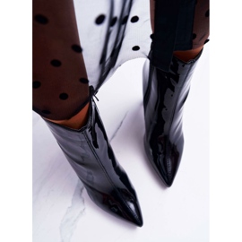 SEA Naisten saappaat korkokengillä lakatut mustat alaosat 2