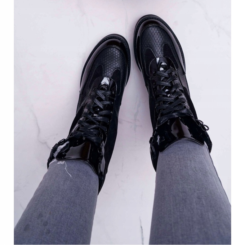 Naisten korkeat saappaat Black Trappers Nemtere musta 2