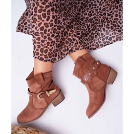 FRBS Naisten saappaat Flat Heel Cowboy Boots solki Camel Ewella ruskea 2