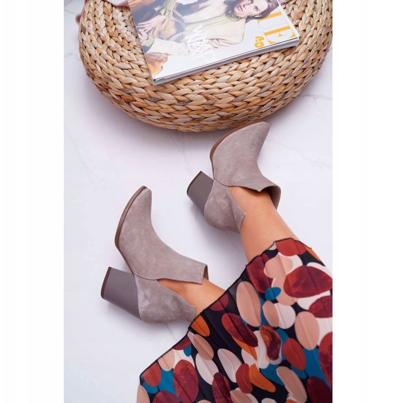 Naisten saappaat Korkokenkä Kevät Nahka Mokkanahka Cappuccino Nicole 2430 beige 2