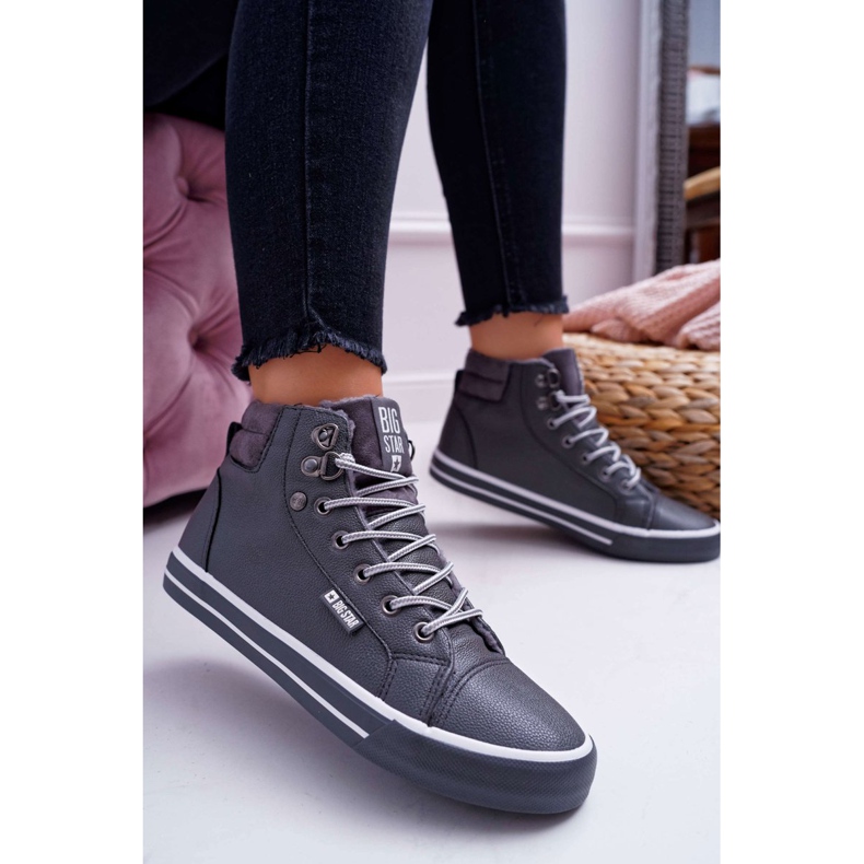 Naisten lenkkarit Big Star High Grey Warm EE274413 harmaa 1